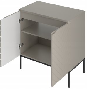 Kaszmirowa ryflowana szafka z blatem 80 cm ASPEN-09 czarne nóżki 3