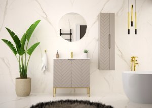 Kaszmirowa ryflowana szafka pod umywalkę 80 cm ASPEN-08 złote nóżki 11