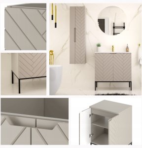 Kaszmirowa ryflowana szafka pod umywalkę 80 cm ASPEN-08 złote nóżki 7