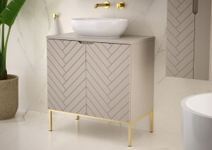 Kaszmirowa ryflowana szafka pod umywalkę 80 cm ASPEN-08 złote nóżki 10