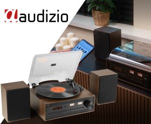 Gramofon retro Boston CD USB radio DAB głośniki Audizio one size 2