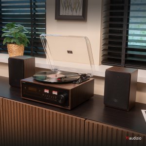 Gramofon retro Boston CD USB radio DAB głośniki Audizio one size 9