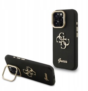 Etui Guess PU Grained 4G Logo Stand do iPhone 16 Pro | Czarne | Styl i funkcjonalność 1