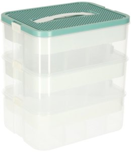 Organizer pudełko pojemnik na klocki zabawki drobiazgi z pokrywą przegródkami 3 piętra warstwy Kik Sp. z o. o. Sp. k. 2