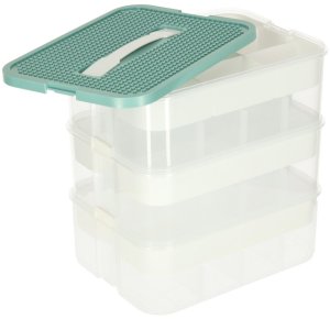 Organizer pudełko pojemnik na klocki zabawki drobiazgi z pokrywą przegródkami 3 piętra warstwy Kik Sp. z o. o. Sp. k. 3