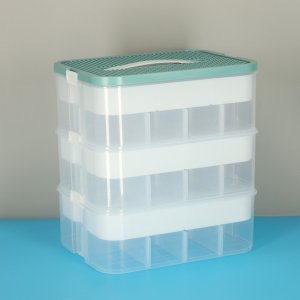 Organizer pudełko pojemnik na klocki zabawki drobiazgi z pokrywą przegródkami 3 piętra warstwy Kik Sp. z o. o. Sp. k. 10