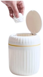 Mini Kosz Na Śmieci Otwierana Pokrywa Uniwersalny Elegancki Biały 2