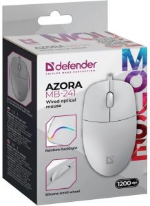 Mysz Defender Mysz przewodowa AZORA MB-241 1200 DPI biała podświetlenie 3