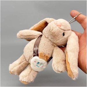 Brelok do kluczy puchaty KRÓLIK, pluszowy beżowy BRL368K 2
