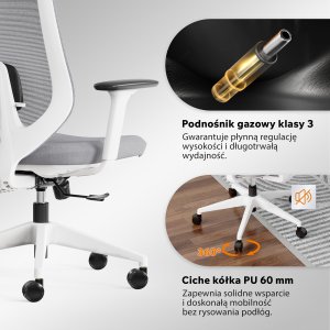 Krzesło biurowe SENSE7 Nakai Biało-szare 6