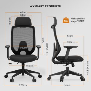 Krzesło biurowe SENSE7 Nakai Czarne 3