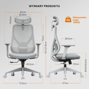 Krzesło biurowe SENSE7 Moyo Szare 3