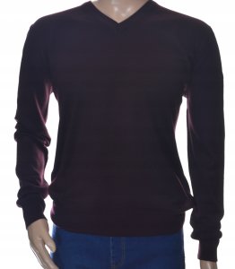 Sweter męski w szpic z kaszmiru i wełny merynosów kaszmirowy XL śliwkowy 261 1