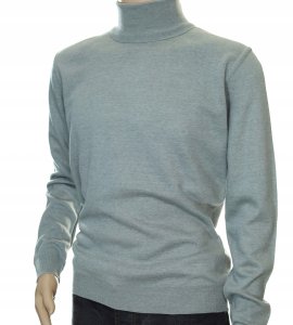 Sweter męski z golfem klasyczny  golf z wełny wełna wełniany XXL 2XL szary 1702 1