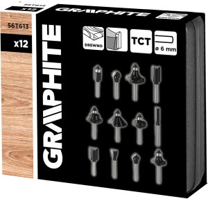 Graphite Frezy do drewna widiowe, trzpień 6 mm, zestaw 12 szt. 8