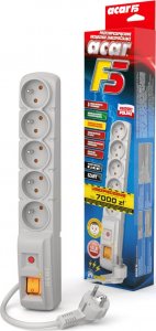 Listwa zasilająca Acar F5 przeciwprzepięciowa 5 gniazd 5 m szara (W0108) 2