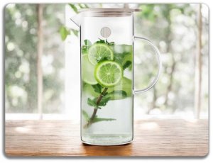 BUYDEEM Szklany Dzbanek z silikonową pokrywką 1200ml, model CD2003 8