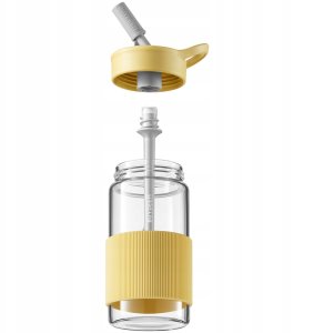 BUYDEEM Szklana butelka ze słomką 500 ml, model CD1017, kolor Mellow Yellow 2
