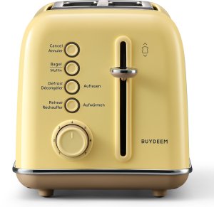 BUYDEEM Toster na 2 kromki, model DT620E, kolor Mellow Yellow, EU 1