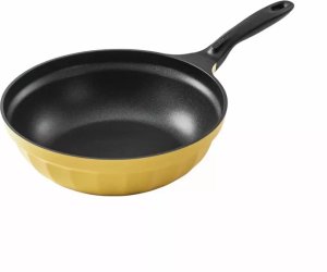 BUYDEEM Aluminiowa patelnia z nieprzywierającą powłoką i szklaną pokrywką 30 cm, model CP102, kolor Mellow Yellow 1
