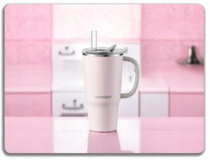 BUYDEEM Kubek termiczny ze słomką 700 ml, model DS57, kolor Pink 2
