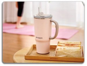 BUYDEEM Kubek termiczny ze słomką 700 ml, model DS57, kolor Pink 3