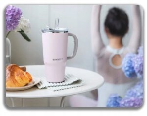 BUYDEEM Kubek termiczny ze słomką 700 ml, model DS57, kolor Pink 5