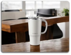 BUYDEEM Kubek termiczny ze słomką 700 ml, model DS57, kolor Oat White 3