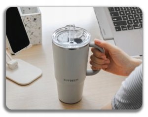 BUYDEEM Kubek termiczny ze słomką 700 ml, model DS57, kolor Oat White 5