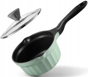BUYDEEM Emaliowany rondel ze szklaną pokrywą 1,8L, model CP141,kolor Cozy Greenish 1