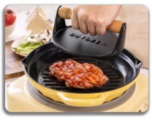 BUYDEEM Emaliowana żeliwna patelnia grillowa 26 cm, model CP553, color Mellow Yellow 5