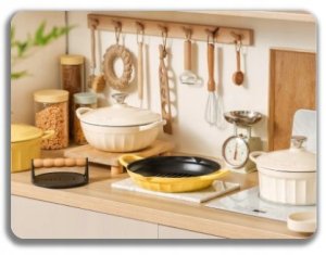 BUYDEEM Emaliowana żeliwna patelnia grillowa 26 cm, model CP553, color Mellow Yellow 6