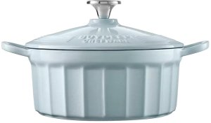 BUYDEEM Emaliowane naczynie żeliwne 2,9L, model CP521, kolor White Blue 1