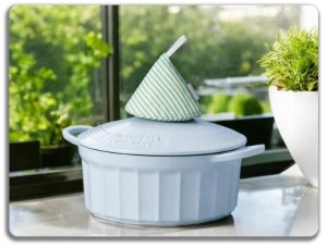 Mellow Yellow BUYDEEM Emaliowane naczynie żeliwne 2,9L, model CP521, kolor Biały Niebieski 2