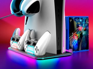 CANYON Podstawka chłodząca CS-51 RGB PS5 Slim/DE Ładowanie Czarna 4