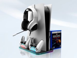 CANYON Podstawka chłodząca CS-51 RGB PS5 Slim/DE Ładowanie Czarna 5