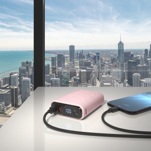 Powerbank RealPower PB-10000C PD+ mit 3xType-C,Rose 5