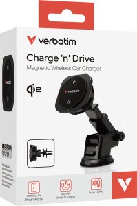 Verbatim - uchwyt do telefonu do samochodu, z �adowark� indukcyjn�, technologi Qi, czarna 2