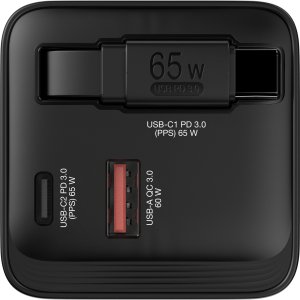 Verbatim, �adowarka GaN USB 3.0, USB C, szara, 65 W, wymienne wtyczki C, G, A, ze zintegrowanym kablem 2