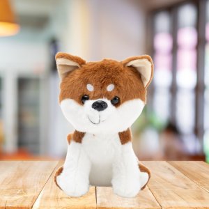 Pluszowa Maskotka Przytulanka Mały Piesek Shiba Inu Biało Brązowy 20cm 2