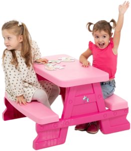 Zestaw Stolik Ogrodowy z Ławeczkami Dla Dzieci Dorex Różowy 5