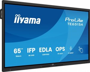 iiyama IIYAMA TE6515A-B1AG 65inch Stylish IFP iiWare21E 3840x2160 UHD IPS Android 14 16/128GB 2xHDMI DP 2xUSB-C VESA 600x400 10