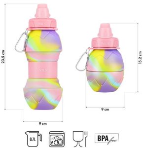 NC4102 BIDON SILIKONOWY SKŁADANY 700ML RÓŻOWY NILS 5