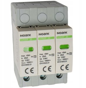 Ogranicznik przepięć Noark 112894 typ II 1200V DC 3 moduły szer. dla nieuziemionych systemów SPD Ex9UEP 20 3P 1