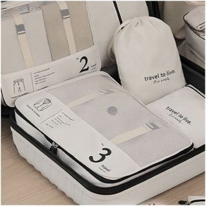 Zestaw podróżny 7 szt kosmetyczek saszetek organizerów KS142K 9