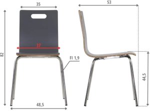 Krzesło ze sklejki laminowanej WERDI A szare/stal nierdzewna STEMA 9