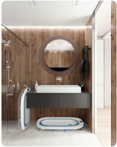 Wanienka dla dzieci, niemowląt z termometrem i wkładką  RK-287 biało-niebieska 13