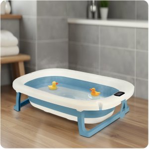 Wanienka dla dzieci, niemowląt z termometrem i wkładką  RK-287 biało-niebieska 15