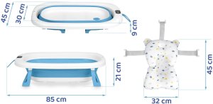 Wanienka dla dzieci, niemowląt z termometrem i wkładką  RK-287 biało-niebieska 4