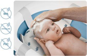 Wanienka dla dzieci, niemowląt z termometrem i wkładką  RK-287 biało-niebieska 8